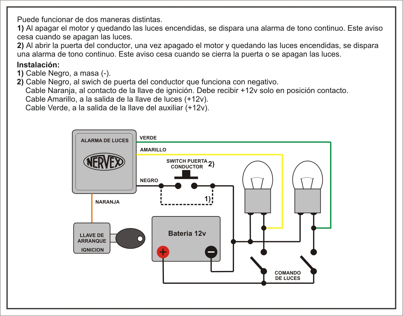 esquema alarma de luces